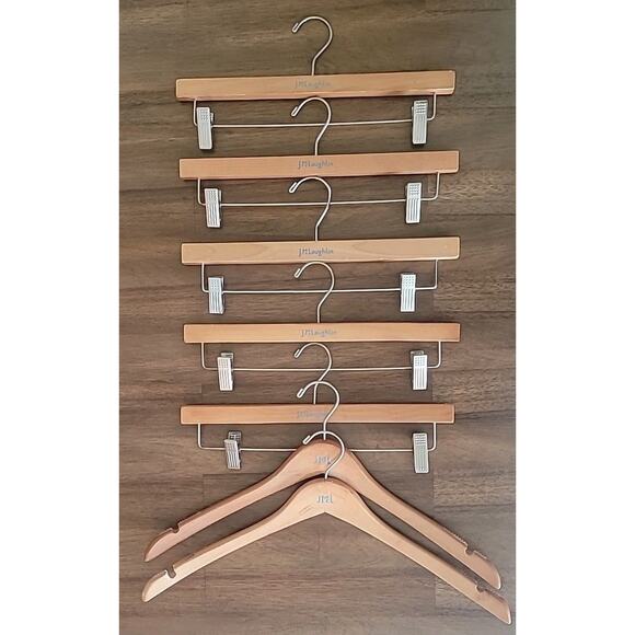 J McLaughlin Wooden Hanger Set of 7 Closet Organizers - Picture 1 of 6